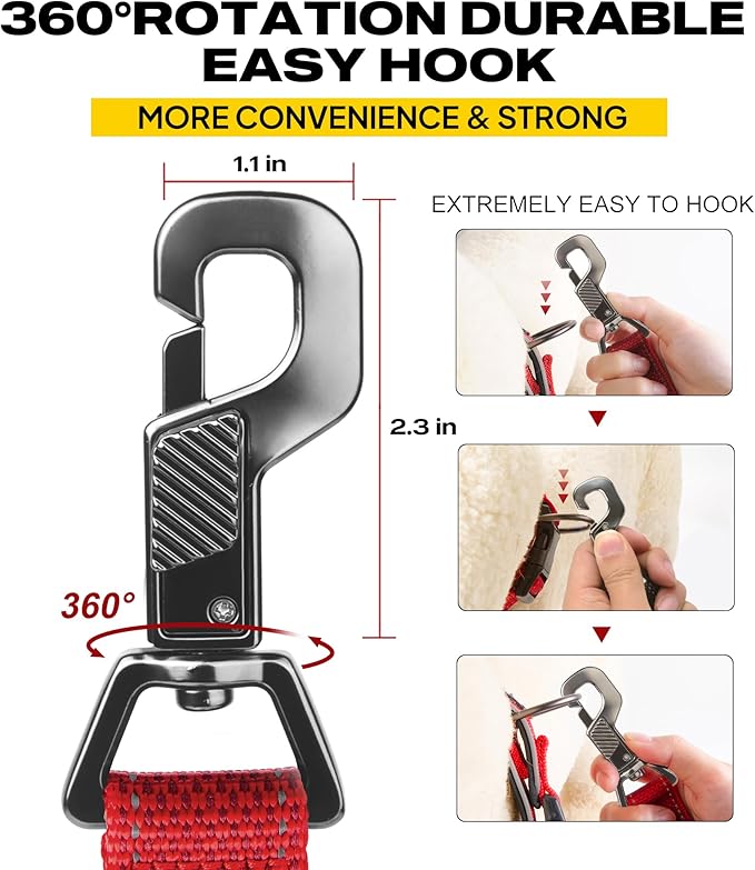 Fida 6 FT Heavy Duty Dog Leash with 2 Comfortable Padded Handles, Traffic Handle & Advanced Easy Snap Hook, Reflective Walking Lead for Large, Medium & Small Breed, Red