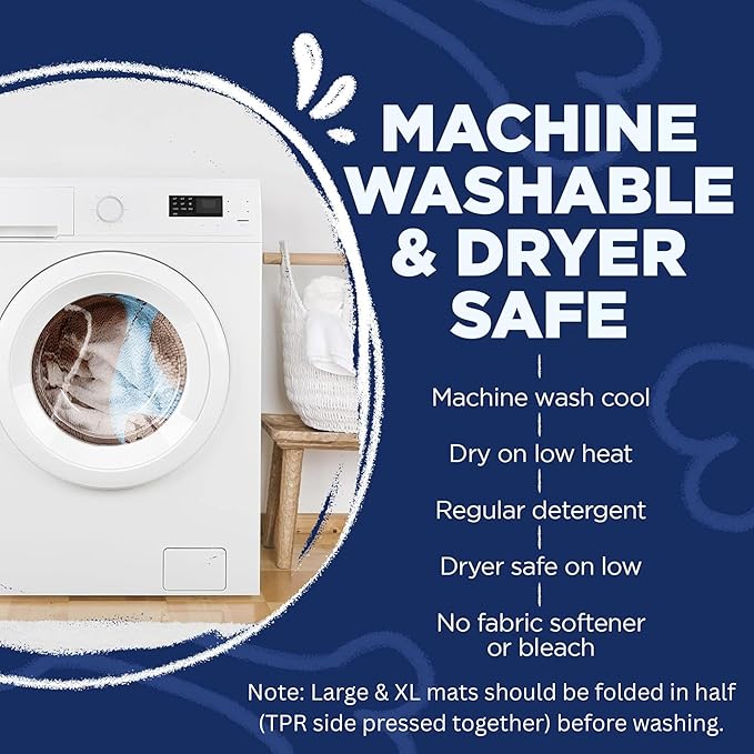 Soggy Doggy Doormat with Bone Design - Ultra Absorbent Microfiber Chenille Wet Dog Mat for Muddy Paws - Non-Slip and Machine Washable (Navy Blue/Oatmeal Bone, Extra-Large 36” x 60”)