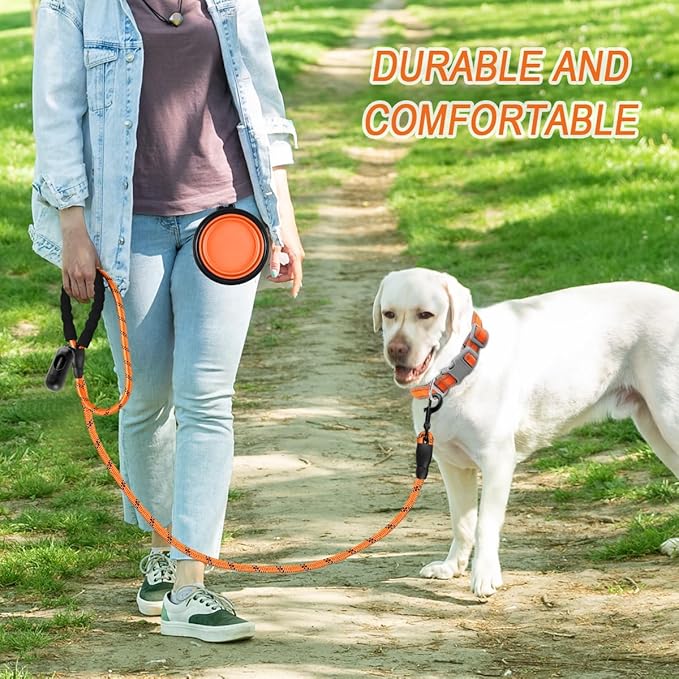 BARKBAY Dog Leashes for Large Dogs Heavy Duty Dog Leash 4/5/6 FT with Comfortable Padded Handle and Highly Reflective Threads for Medium Large Dogs Walking Training Running (6FT-1/2'',Orange)