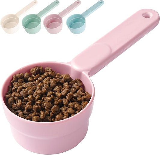 Dog Food Scoop 1 Cup 1/2 Cup - Melamine Dog Food Measuring Cup, Pet Food Scoop for Dog Cat...Comfortable Long Handle for Easy to Scoop Food
