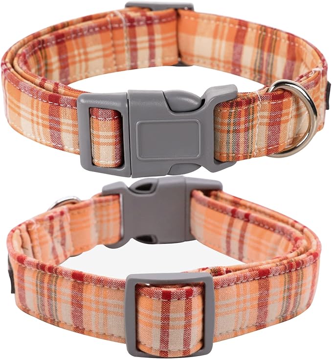Lionet Paws Fall Dog Collar with Bowtie, Orange Dog Collar with Plastic Buckle for Puppy Dog Cat Halloween Thanksgiving Day Gift, XXS, 7-11 in