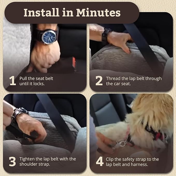 Snoozer Lookout I Car Seat - Dog Car Seats for Small Dogs, Puppy Booster Bed for Small & Medium Sized Pets Up to 25 Lbs, Elevated, Washable - Medium, Black Diamond