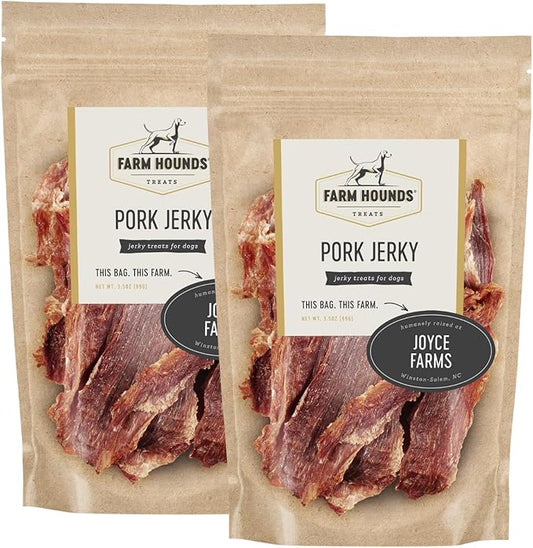 Farm Hounds - Premium Natural Pork Jerky for Dogs - Made from 100% Humanely Raised Pork - Break-to-Size - Great for Training & Treats - No Added Fillers - Made in USA - 3.5 oz - 2 Pack