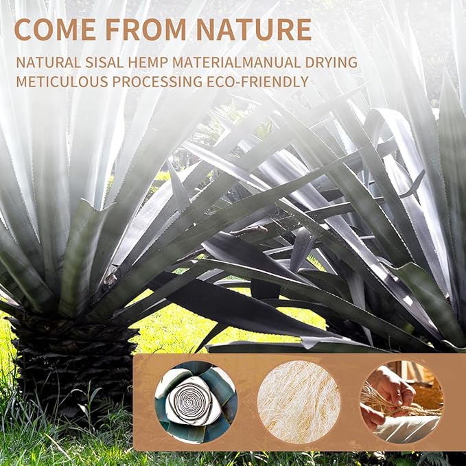 White Sisal Rope 1/4 Inch by 65-Feet for Cat Scratching Post Tree Tower Replacement Repair and Replace, DIY Hemp Twine Rope for Kittens Shelves Furniture Window Bed Perch Kicker Toys, 6mm by 20m