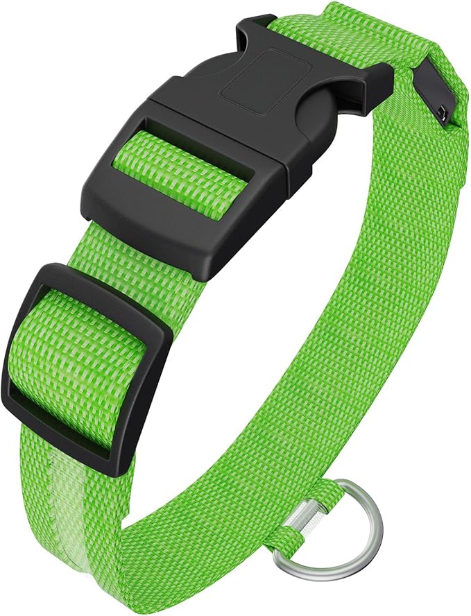 LED Light Up Dog Collar Rechargeable Waterproof, Glow in Dark Dog Collar, Lighted Dog Collars for Night Walking Charging USB, Safety for Small Medium Large Dogs (S, Green)