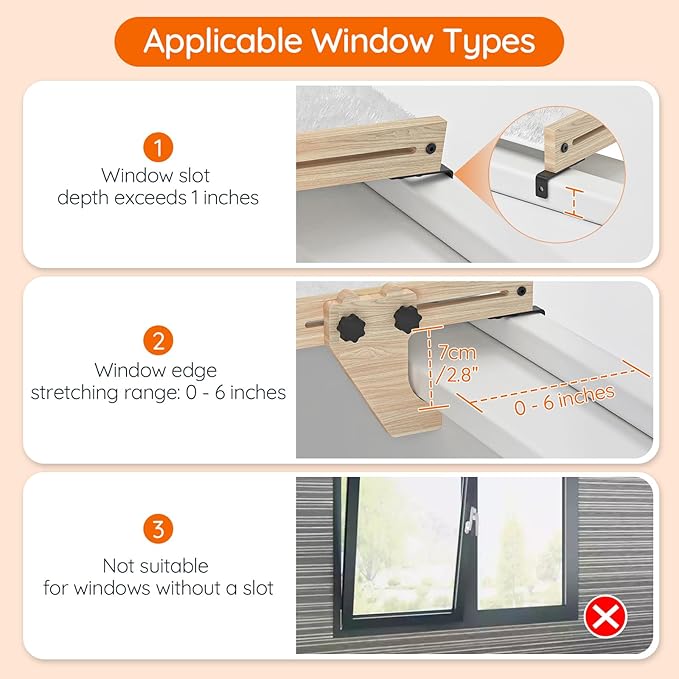 HOOBRO Cat Window Perch Set of 2, Cat Window Hammock with Soft Plush, Cat Window Seat with Support Legs for Indoor Use, Cat Beds for Window and Floor, Natural NL44CS03