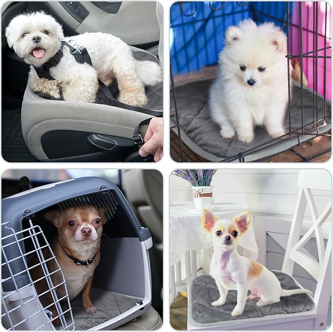 4 Pack Self Heating Cat Pad Self Warming Dog Mat Reflects Body Heat Extra Warm Thermal Pet Pad Washable Dog Cat Bed Crate Bed Mat Blanket(Gray,16 x 16 Inch)