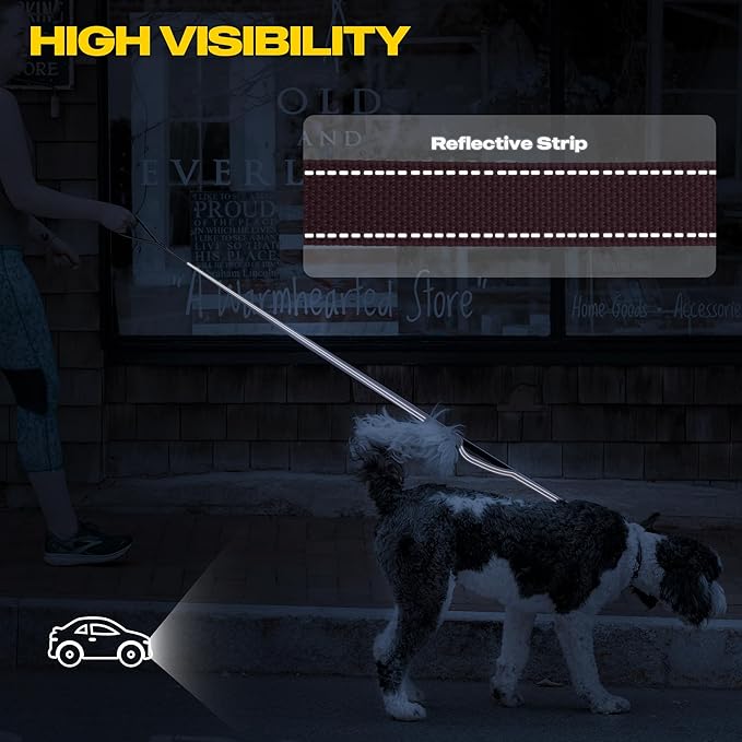 Fida 10ft Heavy Duty Dog Leash with 2 Comfortable Padded Handles, Traffic Handle & Advanced Easy Snap Hook, Reflective Walking Lead for Large, Medium & Small Breed Dogs, Pink