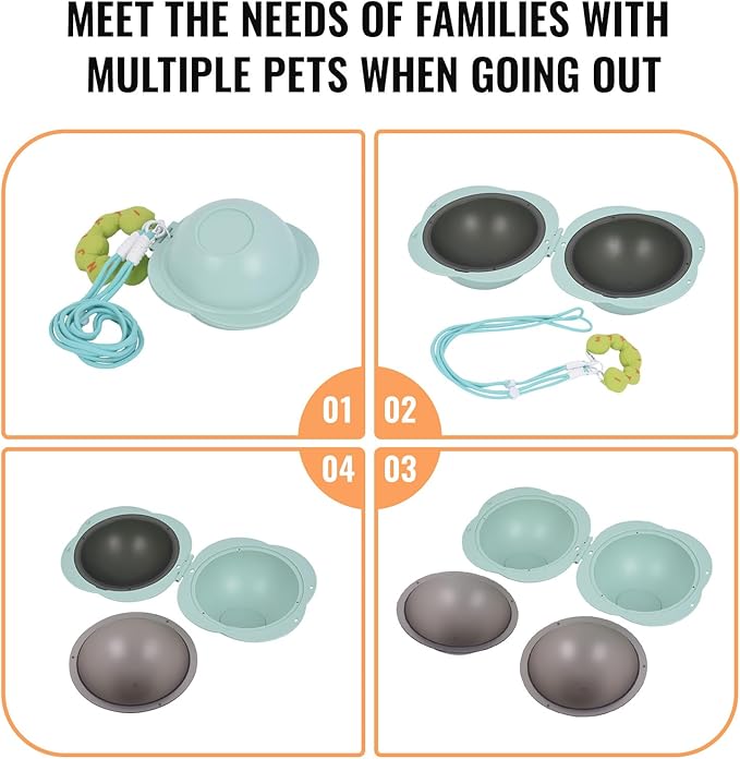 Portable Dog Bowls Travel Pet Bowls Food and Water Feeder, Pet Cats Puppies Feeding Watering Dish for Walking, Parking, Traveling, Camping (Green)