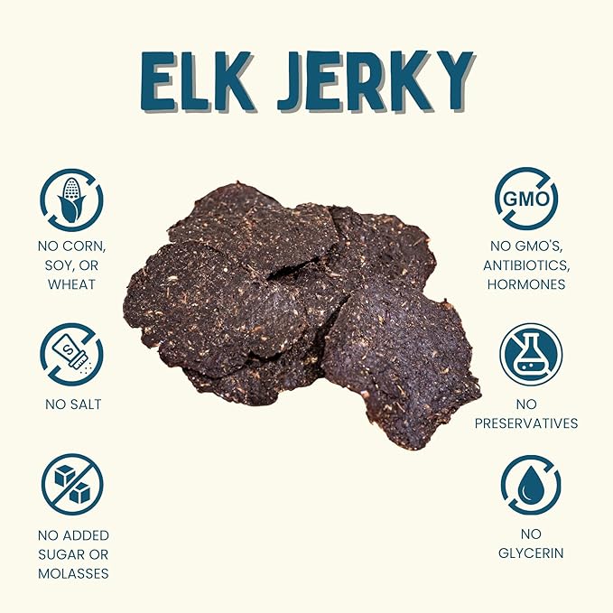 Winnie Lou Elk Jerky Dog Treats – Limited Ingredient, Human Grade, Training Treats for Small, Medium & Large Dogs, Made in USA (1 Pack)