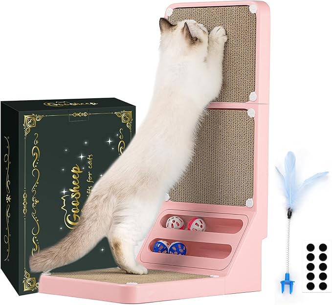 Cat Scratching Board Kitten Scratching Ball Wall Scratchers for Indoor Cats L Shaped Cat Scratcher Cats with Scratcher Pads Pink