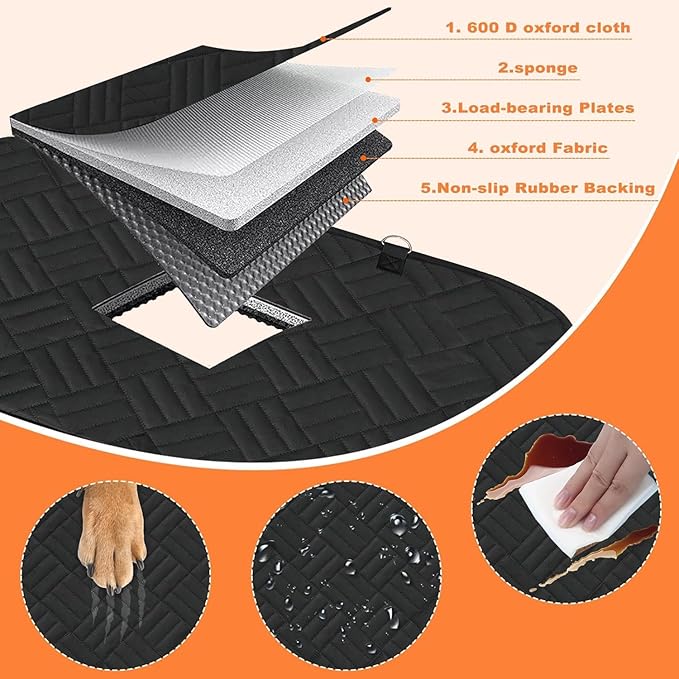 XTMZ Dog Car Seat Cover for Back Seat, Hard Bottom Back Seat Extender for Dogs - Supports 400lbs, Back Seat Pet Cover, Dog Hammock for Car SUV and Trucks