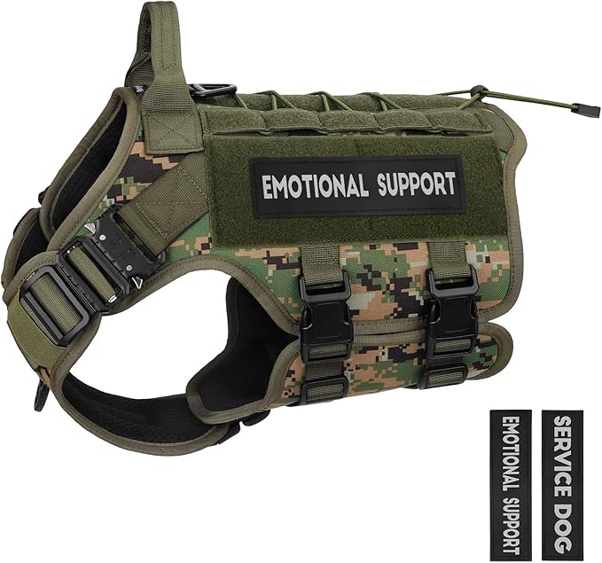 PETNANNY Tactical Service Dog Vest - No-Pull Emotional Support Harness with Hook & Loop Patches & Molle System for Training & Hunting (Woodland Camo, X-Large)