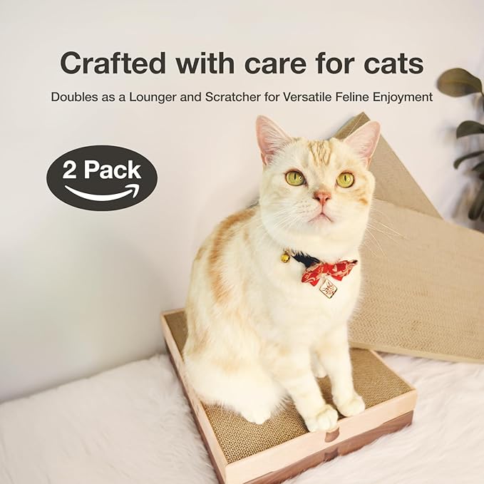 Necoichi Cardboard Cat Scratcher Bed for Indoor Cats - Cat Scratching Board (16" Wide, c. Replacement 2 Pads)
