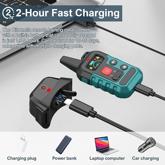 Citronella Training Collar for Dog [No Refill] Spray Dog Training Collar with Beep/Vibration/Spray 4 Mode & 6 Adjustable Sensitivities Bark Collar, IPX7 Waterproof Safer Bark Collar for L/M/S