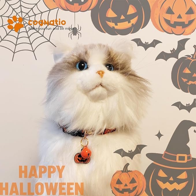 2 Pack Cotton Breakaway cat Collars with Bell,Safety Quick Release Pendant Cute Kitten Collar,Adjustable 20-30cm (Halloween1, 20-30cm)