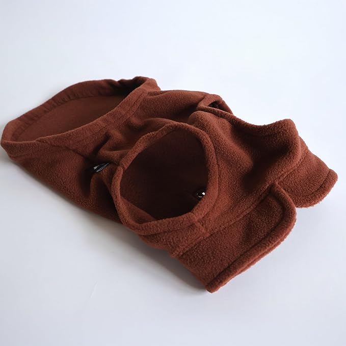 JACKO & CO - Fleece Vest Dog Sweater with Leash Ring - Soft, Warm & Lightweight Pullover Coat for Small & Medium Dogs, Puppies & Cats - Cozy Fall/Winter/Spring Pet Jacket (Chocolate Brown, S (4-6lbs)