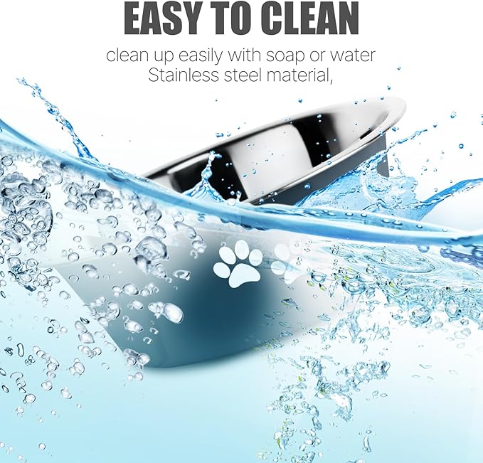 Stainless Steel Dog Bowls, Nonslip Rubber Bottom No Spill Proof Skid Metal Insulated Dog Bowls for Large Medium Small Breed Dogs (Grey, 3.6 Cups/29 OZ)