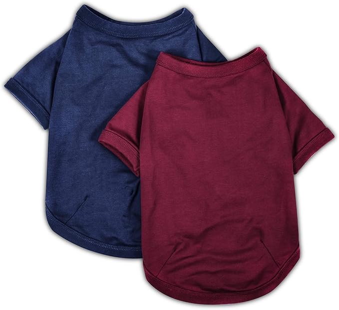 Koneseve Dog Shirts Soft Cotton Dog Clothes Stretchy T-Shirt for Small Medium Large Dogs Cat Shirt Breathable Puppy Outfit Kitten Apparel Pet Pullover Tee Blank Basic Sweatshirt 2-Pack Blue & Red 3XL