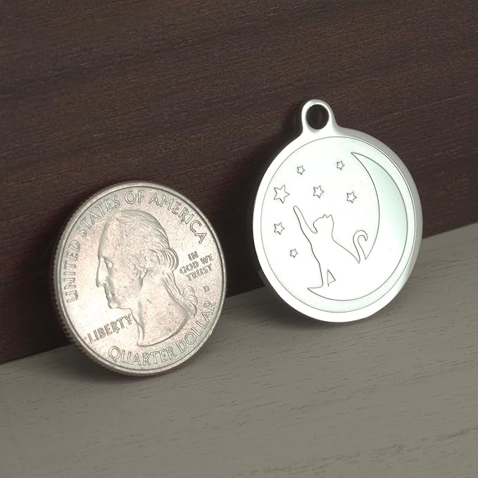 Ultra Joys Engraved Cat Name Tags Personalized - Stainless Steel Name Tag Pet Identification - Small Dog ID Tags Personalized for up to 4 Lines of Text Pet ID Tags for Cat Collar - Christmas Tree