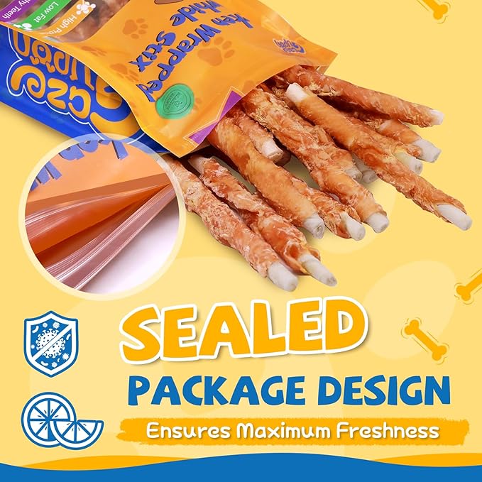 Gazeupon Chicken Wrapped Rawhide Dog Treats,Healthy Training Sticks, Teeth Cleaning Dog Chews w/Glucosamine Chondroitin