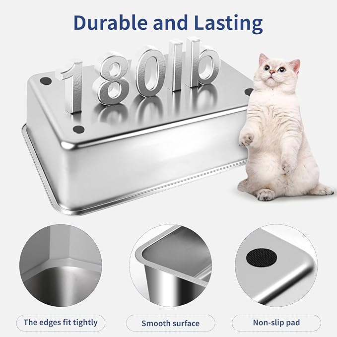 Extra Large Stainless Steel Litter Box with Lid, 28"L x 20"W x 17"H XXXL Enclosed Metal Cat Litter Box with Litter Scoop & Foot Pedal, Odor Control,Easy Cleaning for Big Cats, Multiple Cats