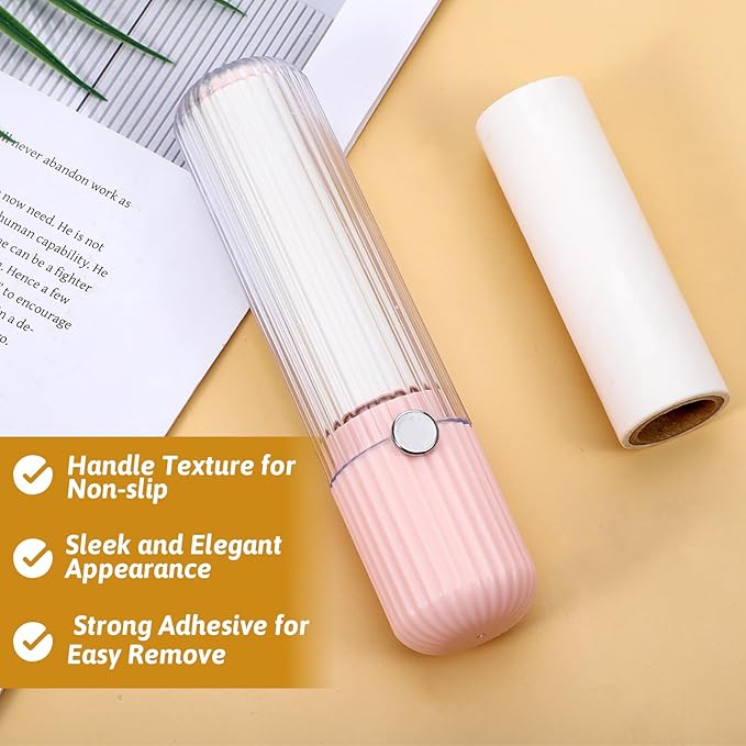 1 Pack Compact Lint Roller with 150 Sticky Sheets Pocket Lint Remover for Travel Portable Pet Hair Remover for Clothes Refillable Mini Lints Rollers Hair Pickup Rollers(1 Handle+5 Roller Refills)