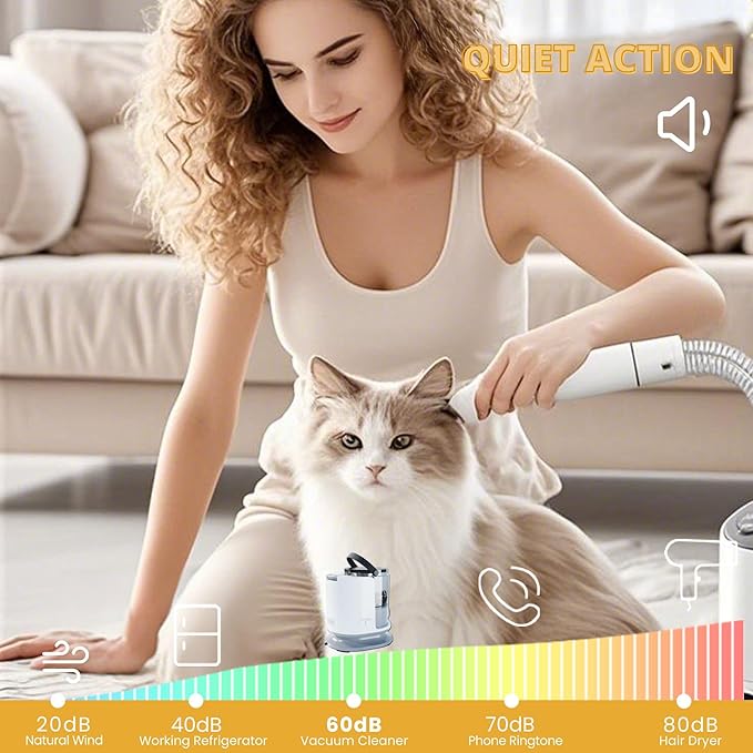 FOTING 5-in-1 Dog Grooming Vacuum, 12000Pa Dog Clippers & Shedding Brush Grooming Cleaning Tools Pet Grooming Vacuum, 2 Suction Levels