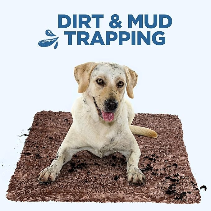 Soggy Doggy Doormat Plain Solid Color Design - Ultra Absorbent Microfiber Chenille Wet Dog Mat for Muddy Paws - Non-Slip and Machine Washable (Dark Chocolate, Extra-Large 36” x 60”)