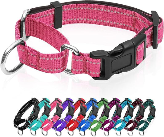 Reflective Martingale Dog Collars. Dog Collar with Quick Release Buckle. Adjustable Soft Padded Breathable Nylon Pet Collar Suitable for Puppies for Small Medium Large Dogs.