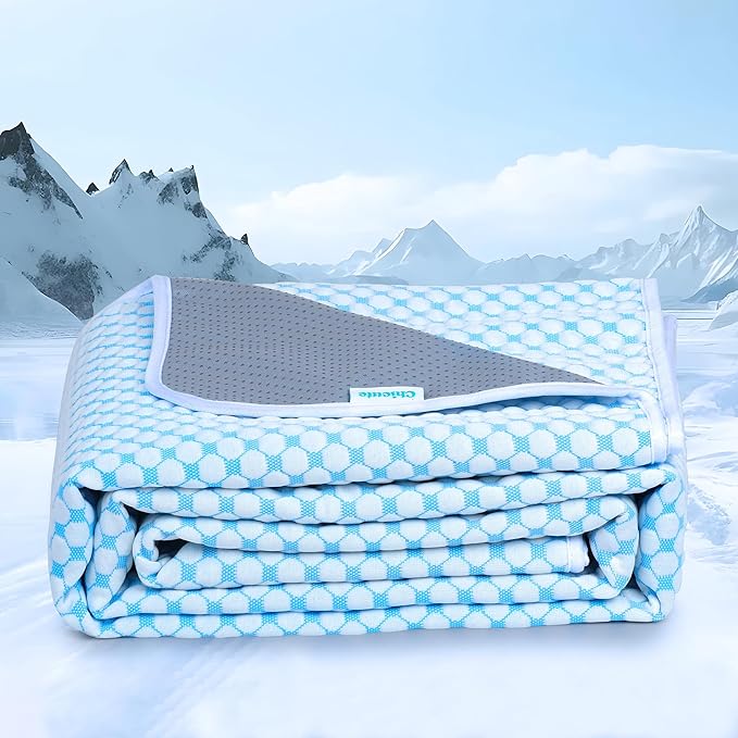 Cooling Blanket for Dogs - Q-MAX>0.4 Waterproof Pet Throw Blanket Bed Cover, Non-Slip Dog Blankets for Couch Protector, Washable Furniture Cover for Summer, Pearl Blue,30x40