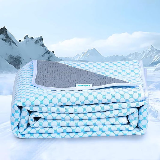 Cooling Blanket for Dogs - Q-MAX>0.4 Waterproof Pet Throw Blanket Bed Cover, Non-Slip Dog Blankets for Couch Protector, Washable Furniture Cover for Summer, Pearl Blue,50x60