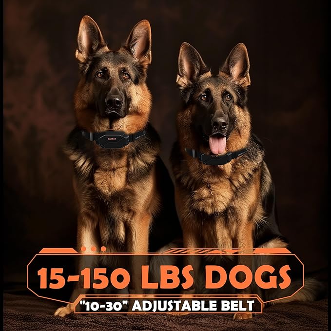 PATPET Dog Training Collar, 1.2 Mile Range 101 Training Levels Dog Shock Collar with Remote Control (15-150 lbs), Waterproof 100% Safe E Collar for Large Breed for 2 Dogs Black with Vivid Orange