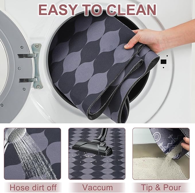 BEAUTYZOO Cat Litter Mat Large 32"x45" - Premium Waterproof Litter Trapping Mat with Non-Slip Backing, Cat Litter Box Mat Scatter Control for Floor, Machine Washable & Urine Proof, Soft for Kitty Paws