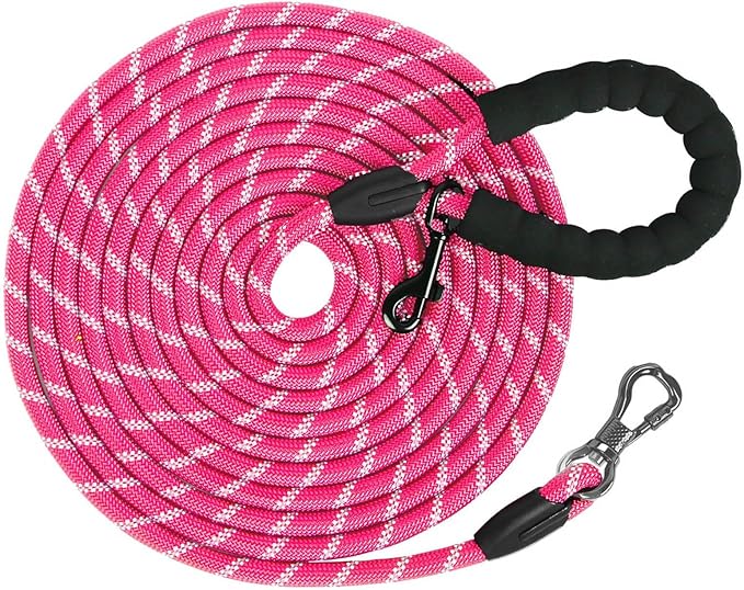 100FT Long Dog Leash for Dog Training, Lockable Hook Reflective Leash, Heavy Duty Dogs Lead Tie Out Rope for Large Medium Small Dogs Outside Walking, Playing, Camping, or Yard