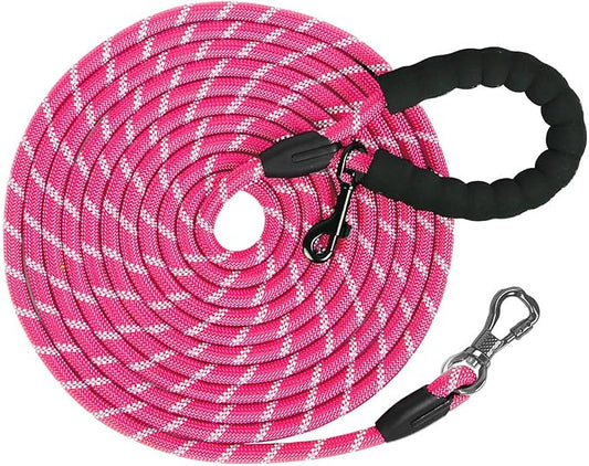 100FT Long Dog Leash for Dog Training, Lockable Hook Reflective Leash, Heavy Duty Dogs Lead Tie Out Rope for Large Medium Small Dogs Outside Walking, Playing, Camping, or Yard