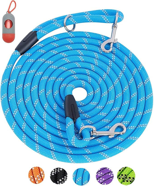100FT Extra Long Leashes for Dog Training, Reflective Threads Check Cord Recall Training Agility Dog Lead for Large Medium Small Dogs, Dog Tie-Out Cable Great for Playing, Camping, or Backyard