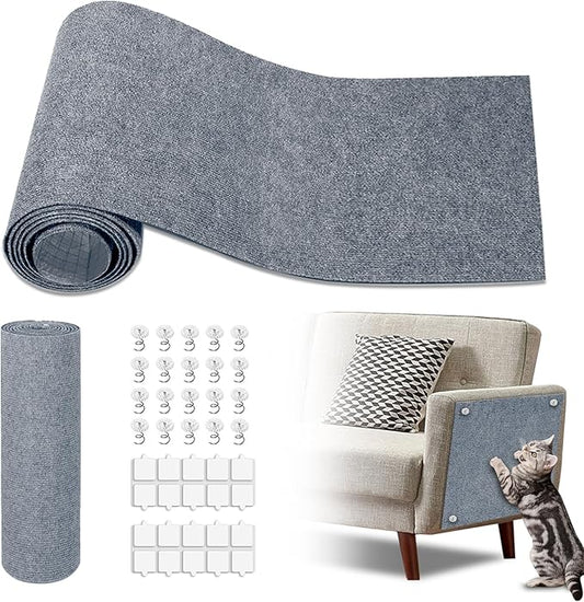 Cat Scratch Mat,118.5"x17.4" Trimmable Self-Adhesive Cat Scratch Furniture Protector, Sticky Cat Scratcher Wall Mat, Covering Cats Tower, Couch Protector from Cats Claws (Light Grey)