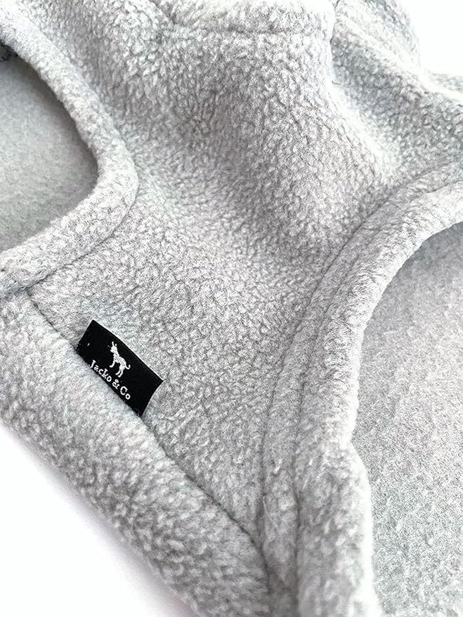 JACKO & CO - Fleece Vest Dog Sweater with Leash Ring - Soft, Warm & Lightweight Pullover Coat for Small & Medium Dogs, Puppies & Cats - Cozy Fall/Winter/Spring Pet Jacket (Grey, Small 4-6lbs)