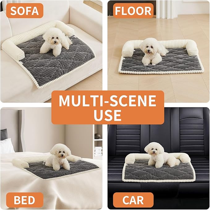 HAOMAIJIA Dog Couch Bed for Large Dogs, Non Slip Pet Couch Covers for Sofa Thick Soft Washable Dog Couch Cover Protector All Seasons Universal Dogs and Cats Bed Mat (Grey, Large)