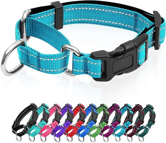 Reflective Martingale Dog Collars. Dog Collar with Quick Release Buckle. Adjustable Soft Padded Breathable Nylon Pet Collar Suitable for Puppies for Small Medium Large Dogs.