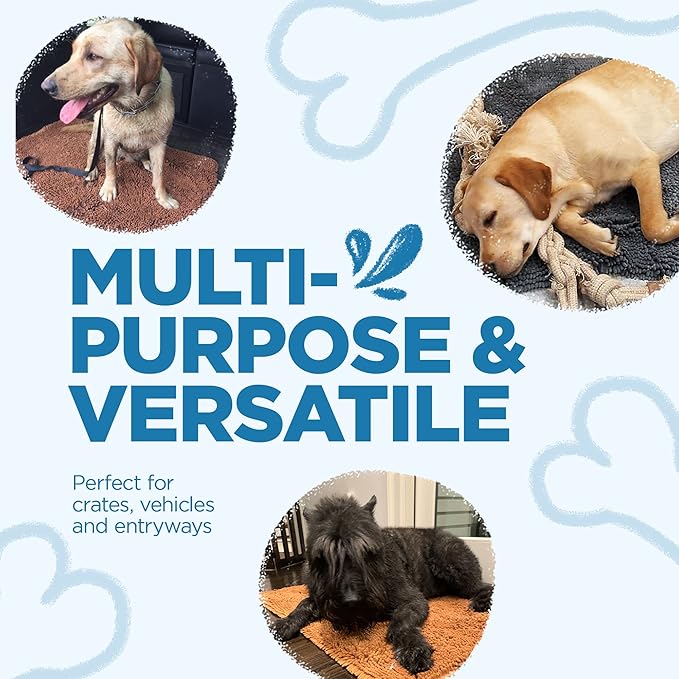 Soggy Doggy Doormat Plain Solid Color Design - Ultra Absorbent Microfiber Chenille Wet Dog Mat for Muddy Paws - Non-Slip and Machine Washable (Blue, Extra-Large 36” x 60”)