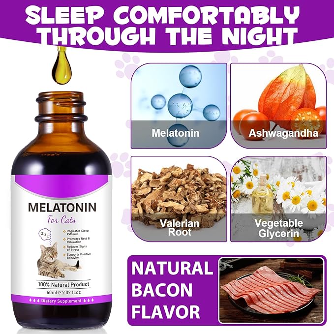 Melatonin for Cats - Cat Calming Treats- Cat Sedative for Grooming - Helps to Support Restful Sleep for Your Cat - Cat Sleep Aid - Anxiety Relief for Cats