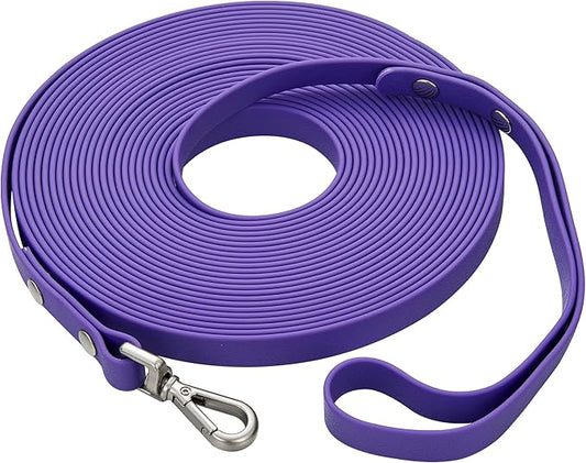 Waterproof Long Dog Training Leash 50ft Outdoor PVC Dog Leashes Great for Large Medium Small Dog Training Lead,Beach,Yard,Play,Camping(Purple