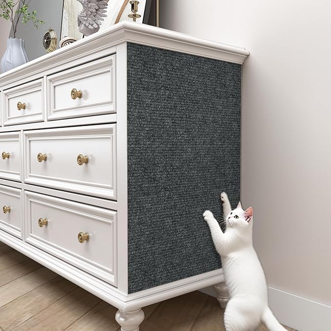 Decotalk Cat Wall Scratcher Adhesive Wall Scratchers for Indoor Cats Dark Grey Peel and Stick Carpet Walls Mounted Cat Scratching Pad 12"x78.7" Gray Corner Walls Scratching Post Furniture Protectors