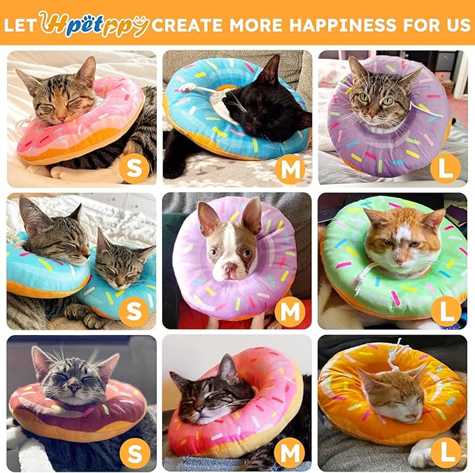 Cat Cone Collar Soft, Cat Recovery Collar for Wound Healing Cute Donut Adjustable Kitten Cones to Stop Licking Comfortable Lightweight Neck Elizabethan Collars for Kittens After Surgery