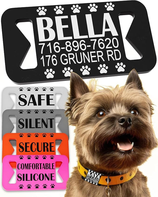 Dog ID Tags Personalized, Silicone Dog Tag Personalized for Pets, Custom Pet Name Tags