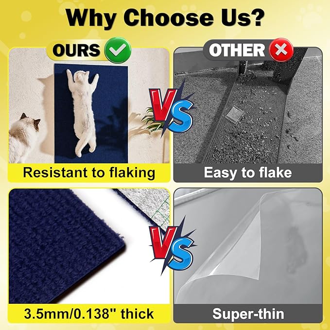 23.6x15.8 Couch Wall Corner Protection for Indoor Cats,Anti Scratch Furniture Protector from Cats Scratching,Trimmable Climbing Cat Scratcher Pad Play Mat Easy Use for Cat Board/Door/Carpet