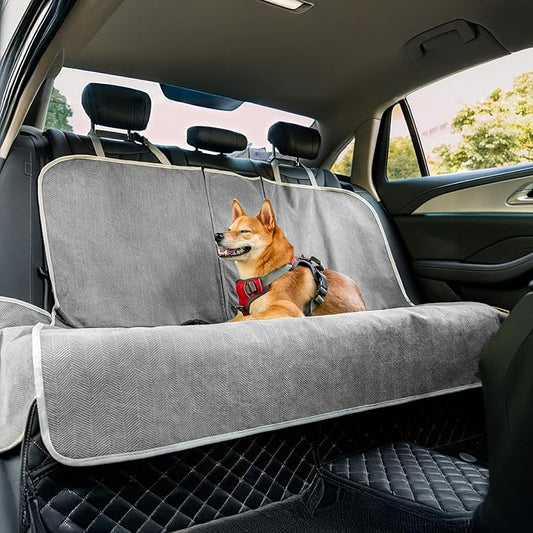 FUNNY FUZZY Dog Car Seat Cover for Back Seat, Waterproof, Scratchproof Car Seat Protector for Dogs Nonslip, Dog Back Seat Covers for Cars, Trucks and SUVs, Back Seat(18.1''W x 53''L×22" H)