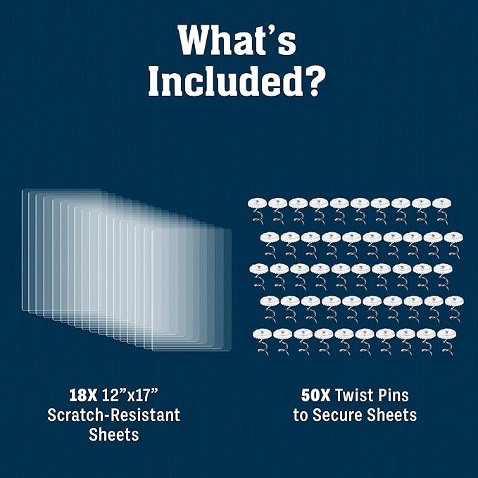 Stelucca Amazing Shields Anti Cat Scratch Furniture Protector - 18 Pack 17” by 12” Couch Protector from Cat Claws w/Twist Pins - Strong, Clear, Easy-to-Apply Scratching Deterrent and Shield for Sofa